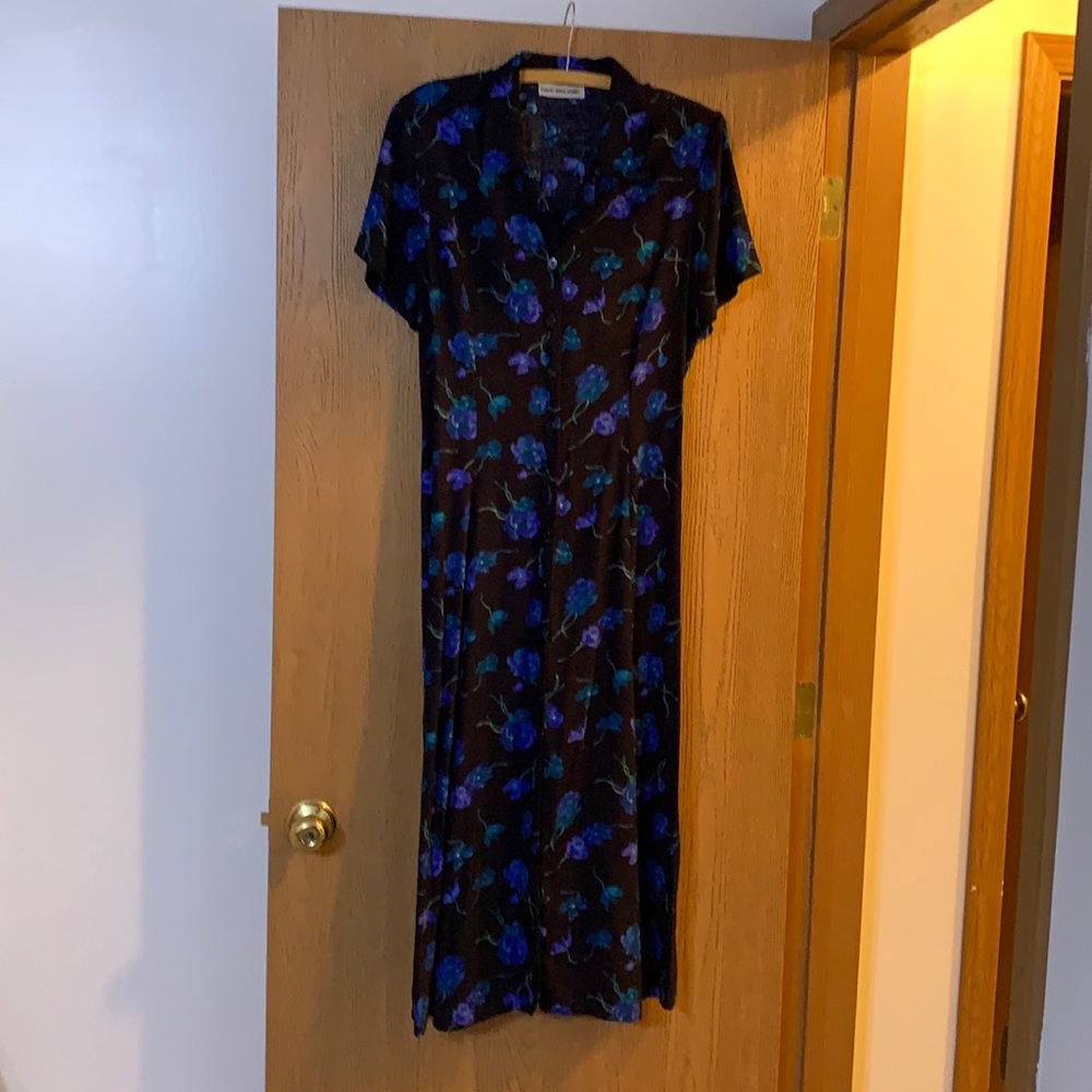 David Benjamin floor length button down dress.